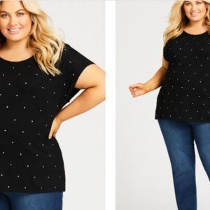 AVENUE Faith Nailhead Top - black